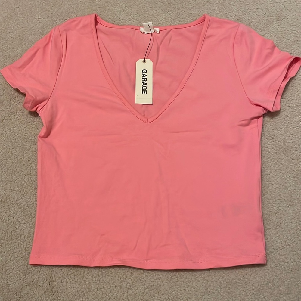 Garage Hot Pink V-Neck T-Shirt